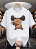 Capybara Print Mens Tracksuit Casual Digital Print T-Shirt Round Neck Short Sleeves Hip-Hop Summer Breathable Fashion Streetwear