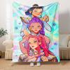 Grupo de Chicas Anime K-POP Manta Suave y Cálida Cuatro Estaciones Manta Gruesa de Punto de Poliéster para Todas las Estaciones para Cama, Camping, Viaje Regalo Perfecto
