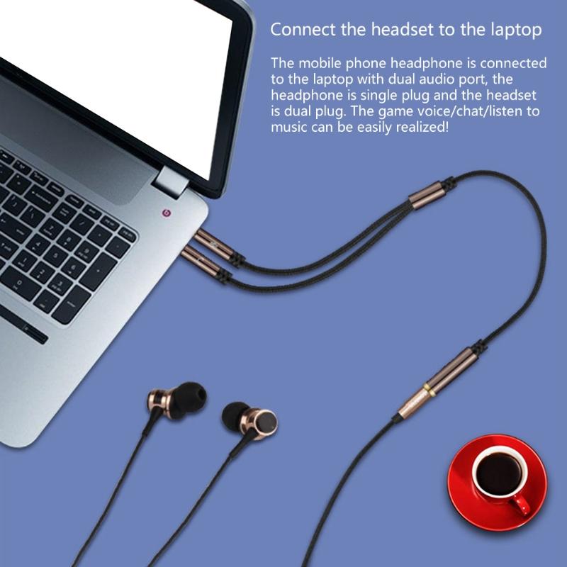 Universal Audio Wire Gold Plate Plugs Mobile Headset Becomes Computer Headset Adapters Headset Audio-Extend Cable