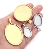 2-5pcs/Lot Oval Stainless Steel Cabochon Base Settings Tray Blank Charms for Jewelry Making Supplies Necklace Pendant Base