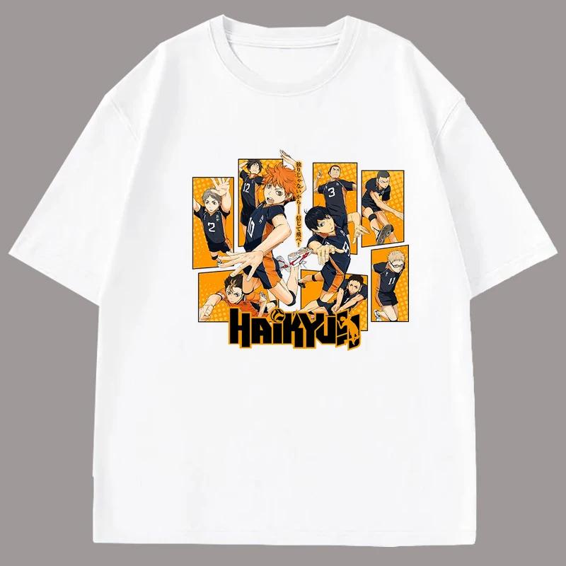 2025 Anime Haikyuu T Shirts Shoyo Hinata Printed T-shirt Summer Y2k Short Sleeve Bottom Shirt Yu Nishinoya 100% Cotton T-shirts