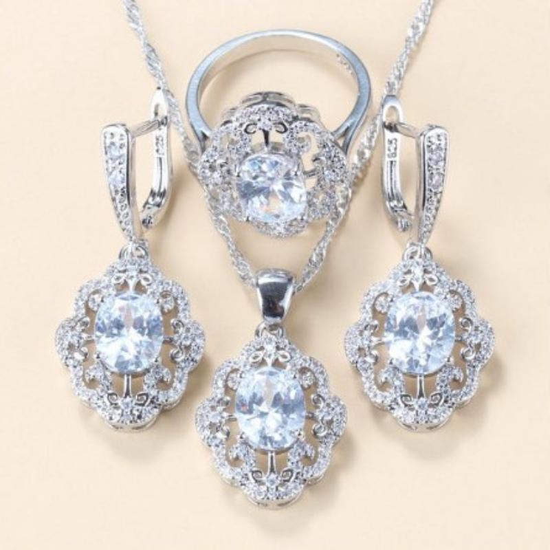 2025 Schmuck Mode Trend Accessoires Intarsien Edelstein Anhänger Ohrringe Halskette Ringe Damen Set