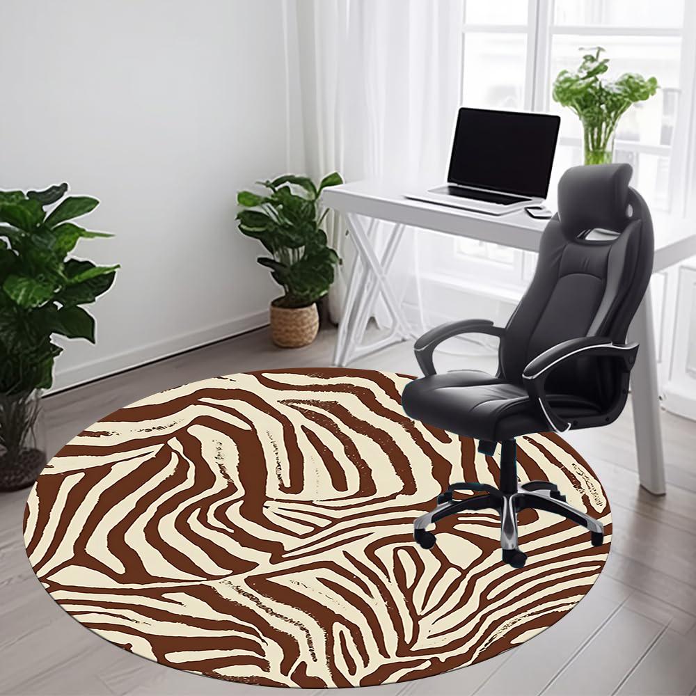 1pc Zebra Print Office Round Area Rug, Indoor Mat Suitable ForOffice, Under Office Chairs Bedroom Living Room Home Decor, Room Decot142