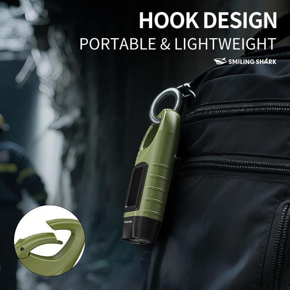 LED Flashlight Hand Crank Solar Powered Rechargeable Survival Gear Self Powered Charging Torch Dynamo for Fishing Boating Hiking