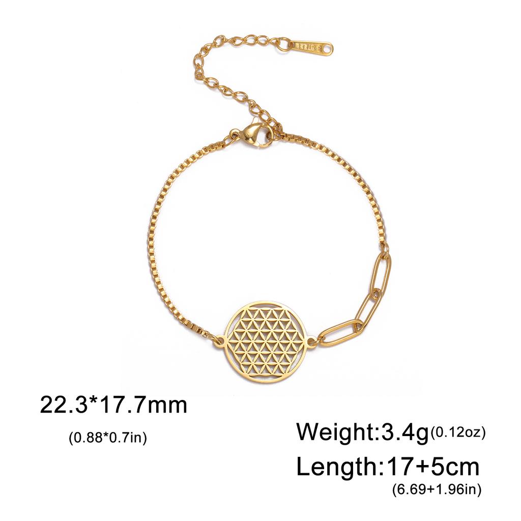 Flower of Life Charm Bracelet Stainless Steel Viking Amulet Unisex Vintage Jewelry Gift for Women Men