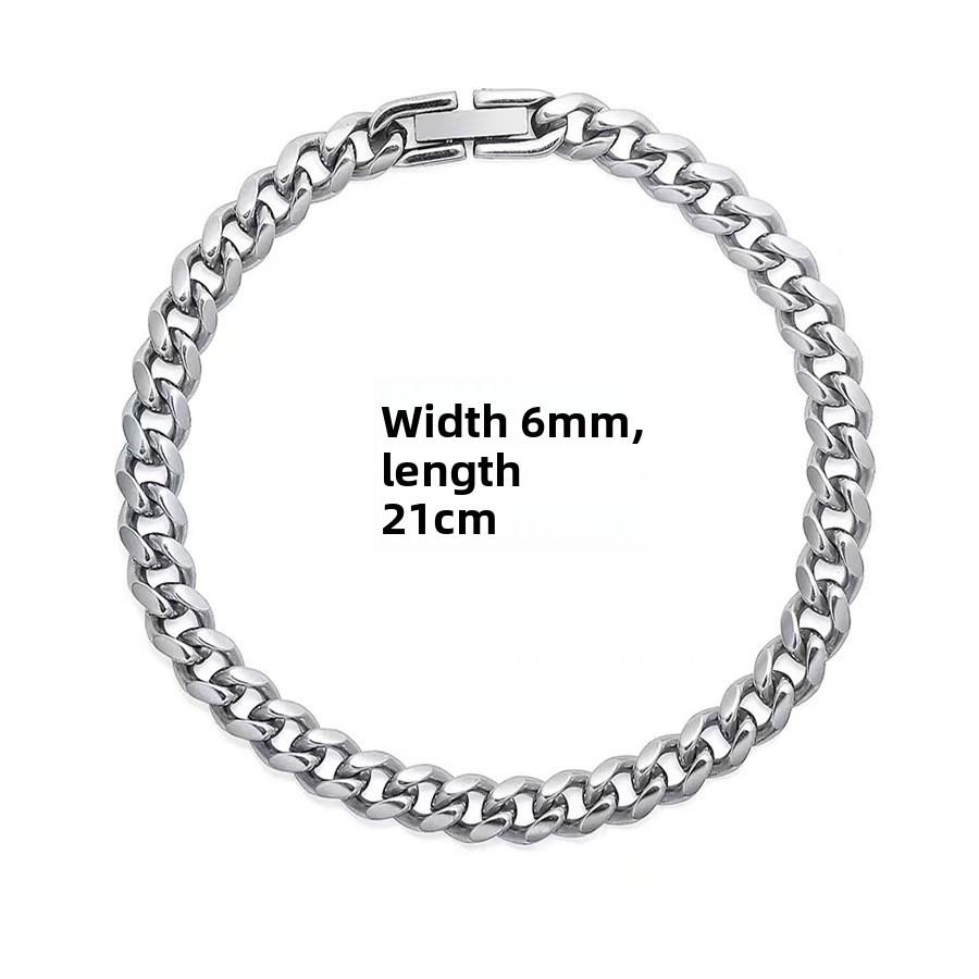 Tide Hip Hop Cuban Chain Does Not Fade Titanium Steel Necklace Boys and Girls Coarse Collarbone Chain Couple Versatile Light Luxury Cuban Chain