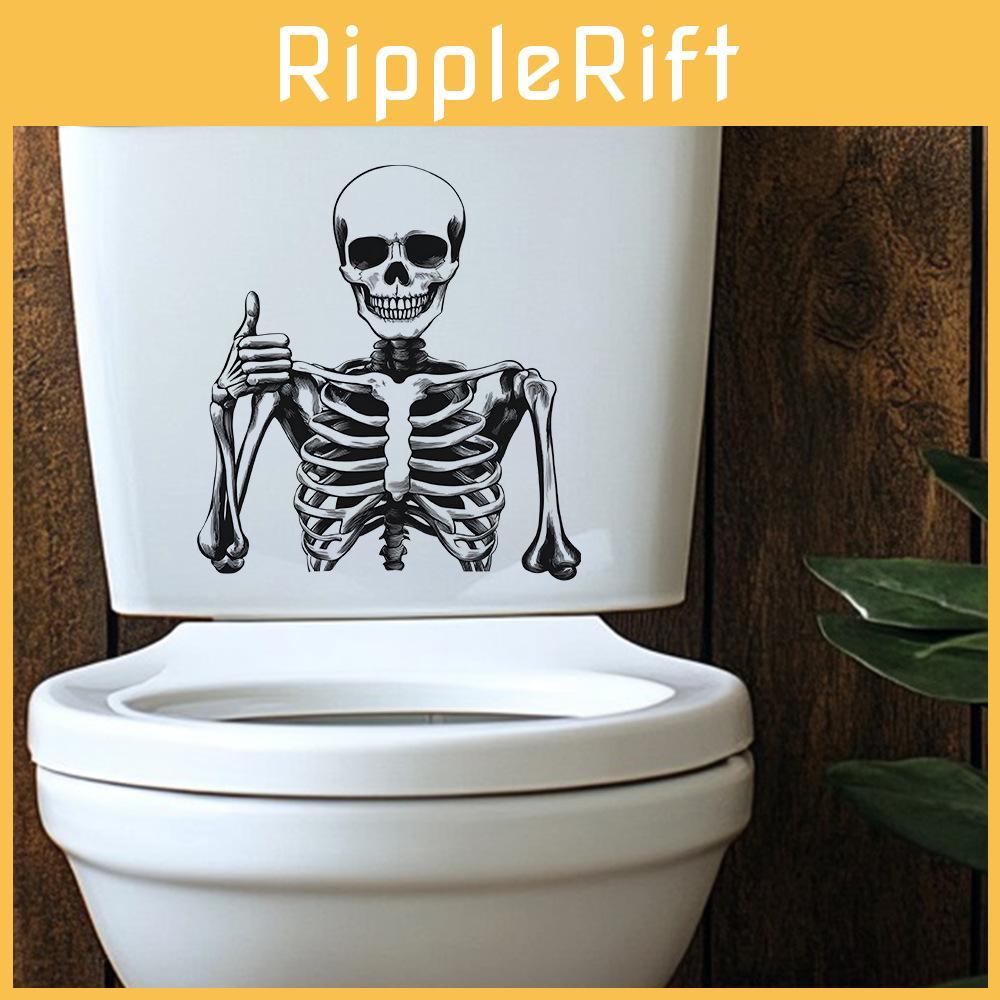 Contemporary Flat Pvc Wall Sticker With Smiling Skeleton Pattern For Home Decor