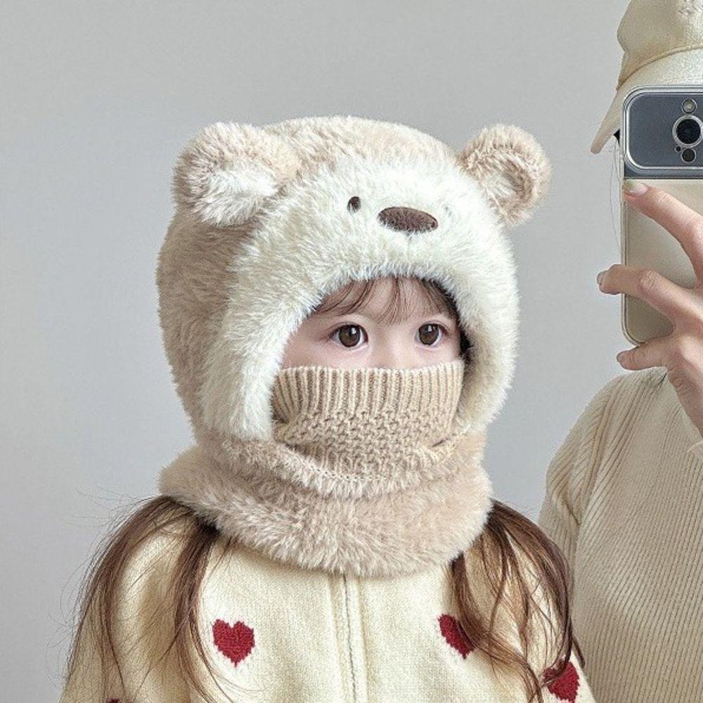 Polyester Integrated Scarf Mask Ear Protection Thick Warm Earflap Hat Outdoor Play