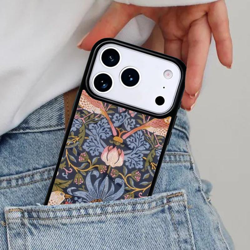 William Morris Strawberry Thief Phone Case for iPhone 17ProMax 12 13 14 15 16e 17 Pro Max Plus Air Cover