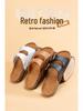 Birkenstock Unisex Cork Leather Double-Buckle Flip Flops: Retro, Thick-Soled, Outdoor Half-Slippers for Men and Women