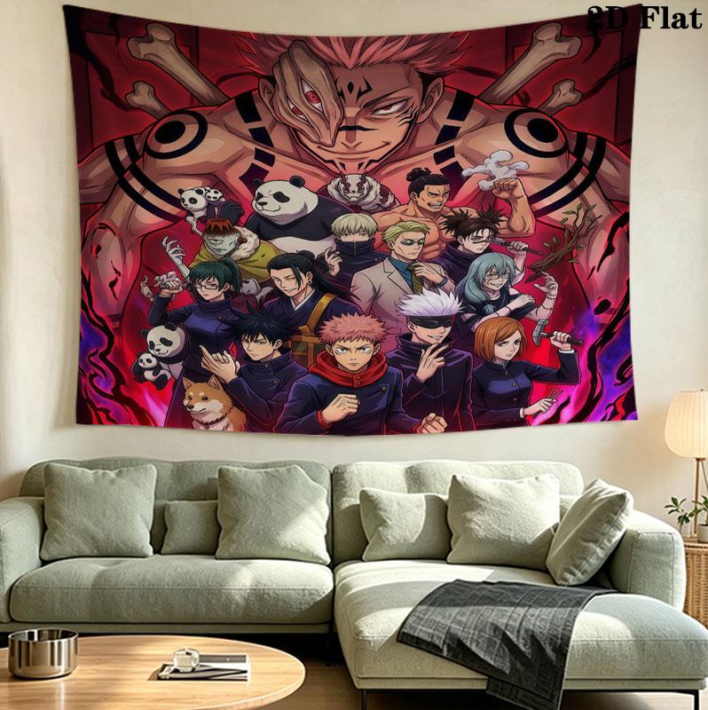 Jujutsu Kaisen Wandteppich Ästhetisches Wandbehang Gedruckter Stoffdecke Dekorative Wandteppiche Für Schlafzimmer Wohnzimmer Heimdekoration