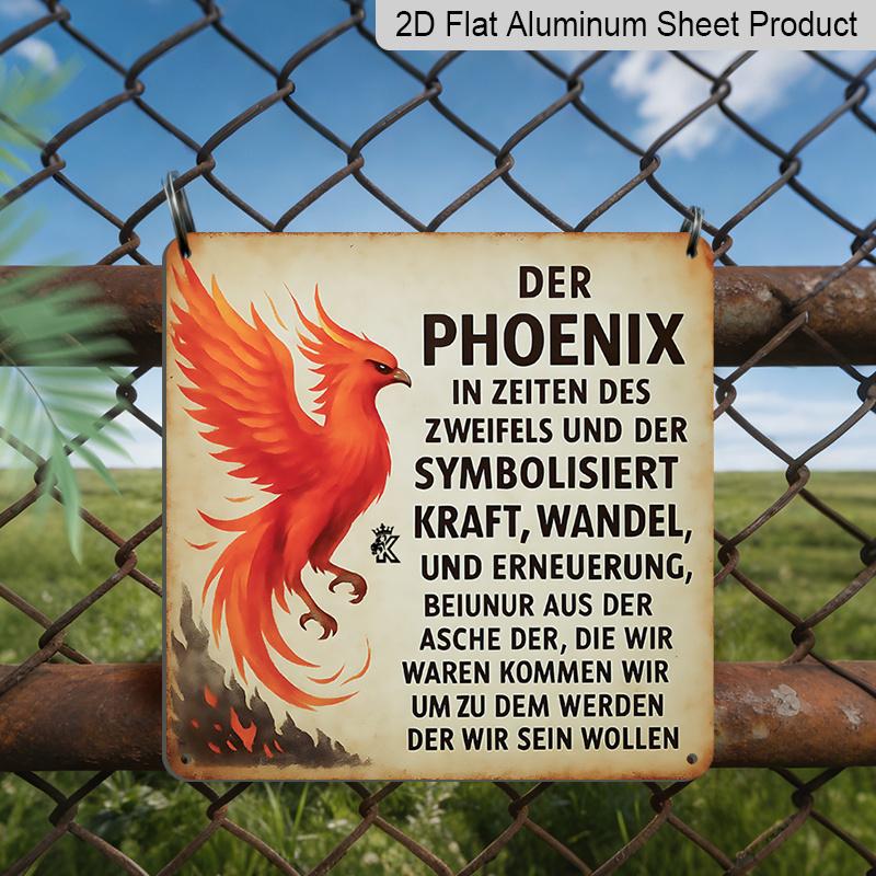 

2D Flat, 1pc Vintage German Metal Wall Decoration- Country Farmhouse Decor, Red Golden, German Inspirational Quote- Suitable Living Room, Bedroom 20*20cm