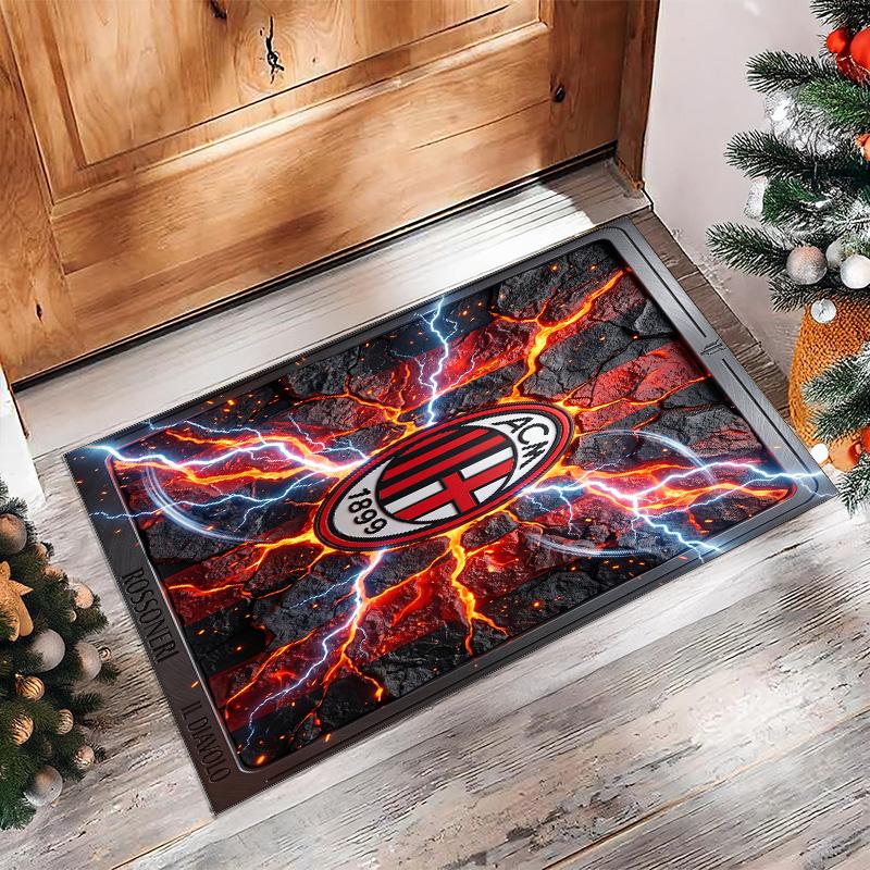 AC Milan Printed Flannel Area Rug Non Slip Soft Polyester Floor Carpet Indoor Decor Mat for Bedroom Living Room Sofa Game Room Home Decoration