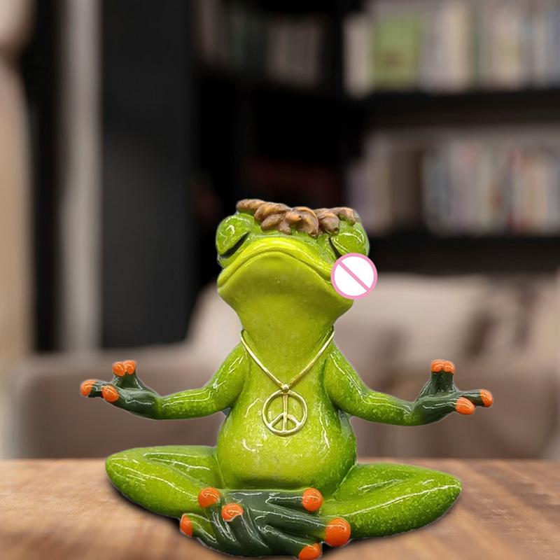 Zen Yoga Frog Statue Desktop Decoration Frog Sculpture Garden Frog Decor Meditation Statue Desktop Yoga Frog Decoration For