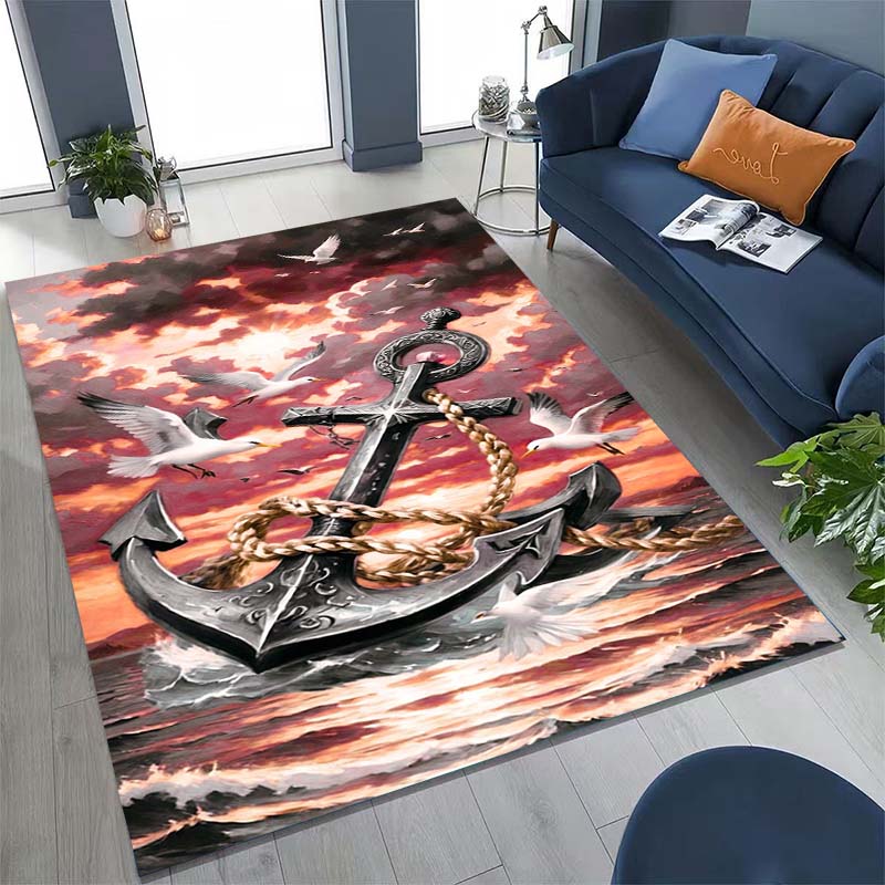 Starry-Sky Colorful Anchor-Pattern Rug – Unique Non-Slip Mat for Living Room or Bedroom Bedside