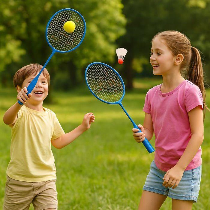 Junior Badminton Set 2 Short Rackets 45 Cm with Shuttlecock and Foam Ball For Children - Random Color