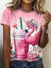 2026 Summer Round Neck Women's T-shirt Fashion 3D Hawaiian Parrot Bird Print Short Sleeve T-shirt Cartoon Casual Top