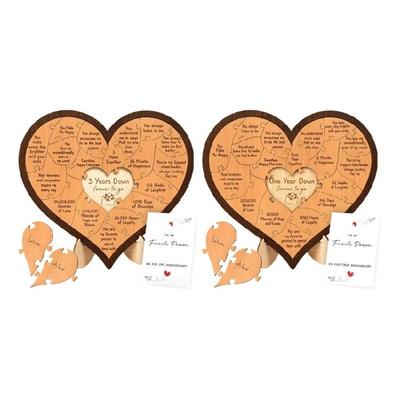 Puzzle Coeur d'Amour en Bois Sculpté Cadeau Souvenir pour les Couples Marquant Leur Amour 1er Anniversaire/3ème Anniversaire Décorations de Bureau pour la Maison