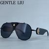 Steampunk Oversized Vintage Pilot Sunglasses Women 2026 Luxury Brand Oval Shield Eyewear Goggle Shades Driving Leather Sunglass