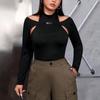 Large Size Women's Clothing Ins Trendy Fake Two-piece T-shirt Spring and Summer Niche Design Long-sleeved Top