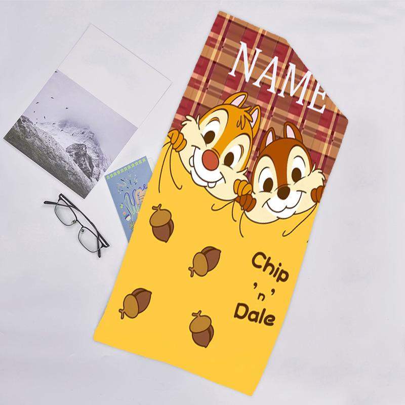 1pc Chip 'n' Dale2 Beach Towel with Custom Name, Beach/Swimming/Bath/Picnic/Camping Towel, Suitable for Seaside Beaches
