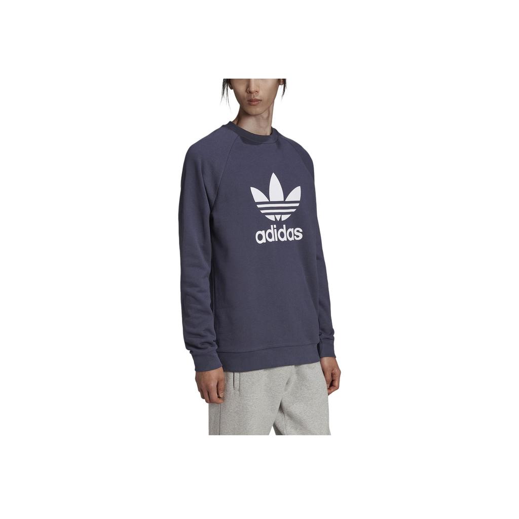 Adidas Originals Trefoil Large Logo Crew Neck Sweatshirt Men Tops Navy HE9490