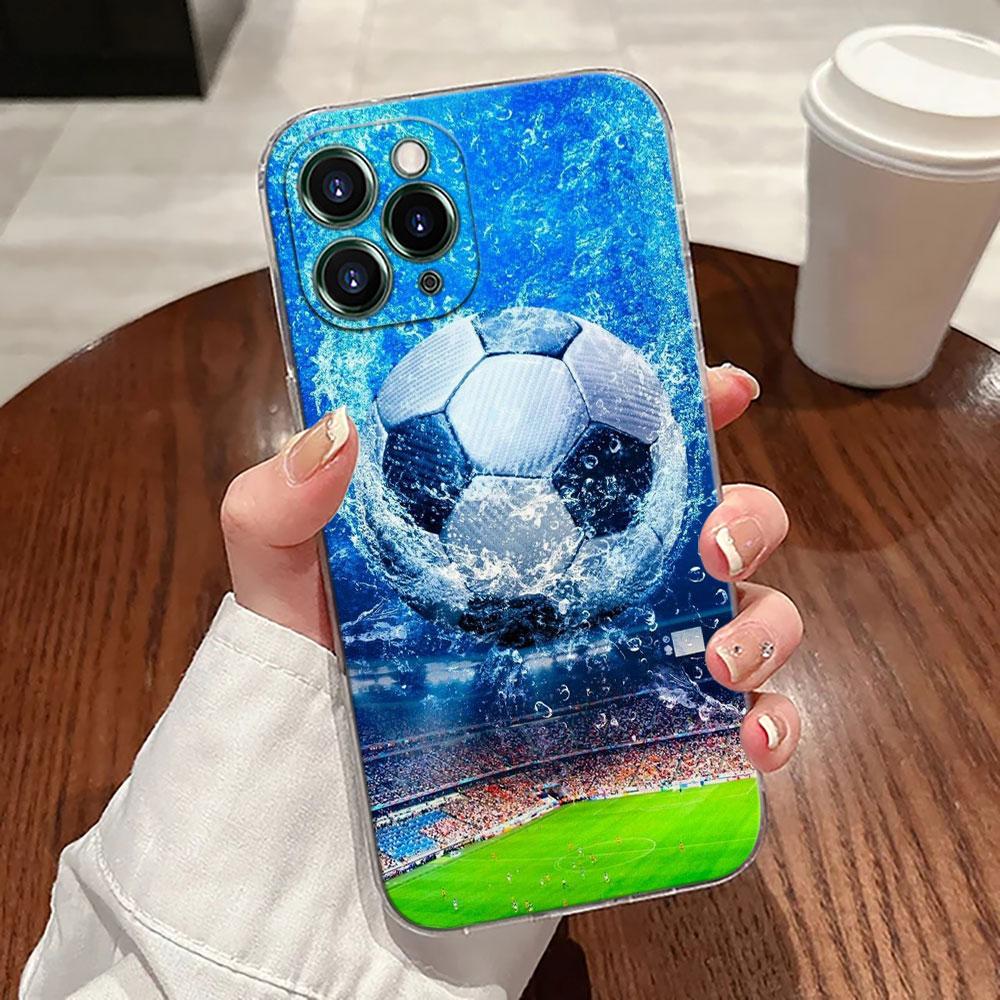 Feuer Fußball Hülle Für Apple iPhone 17 16 15 14 13 12 11 Pro Max 16 Plus 16E 17Air 17Pro Handyhülle Fußball Silikon Funda