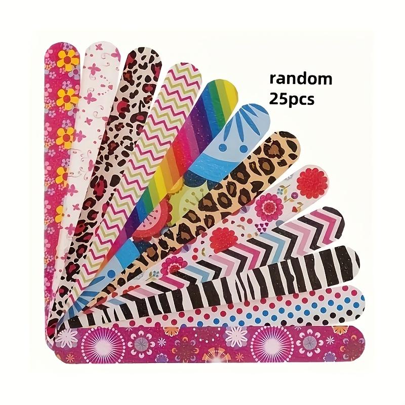 

Набор пилочек для ногтей 25 шт., Двусторонняя наждачная пилка, Ассорти узоров, Профессиональные инструменты для ухода за ногтями и стопами, Пилки для гладкого придания формы и полировки 25pcs