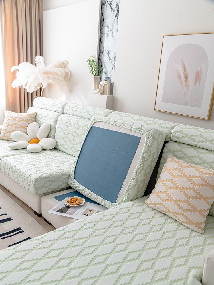 

Jacquard Sofa Cover, High Elasticity, All-Season Universal Sofa Cushion Cover, Anti Dirt, Anti Pet Scratch Decoration Sofa single seater зелёный