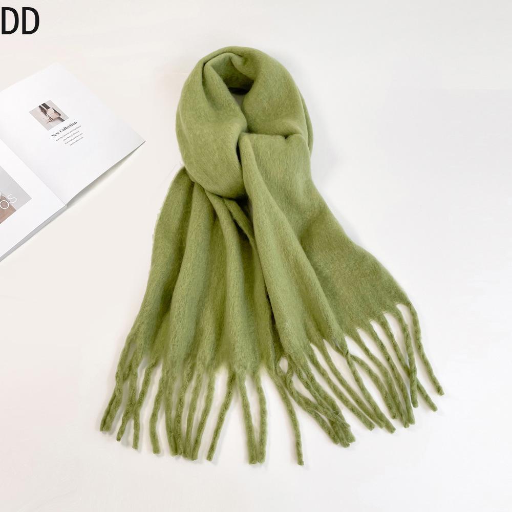 Chic Women Scarf Autumn Winter Mohair Versatile Luxury Green European Shawl Female Soft Warm Thermal Muffler Ladies Y2K Style