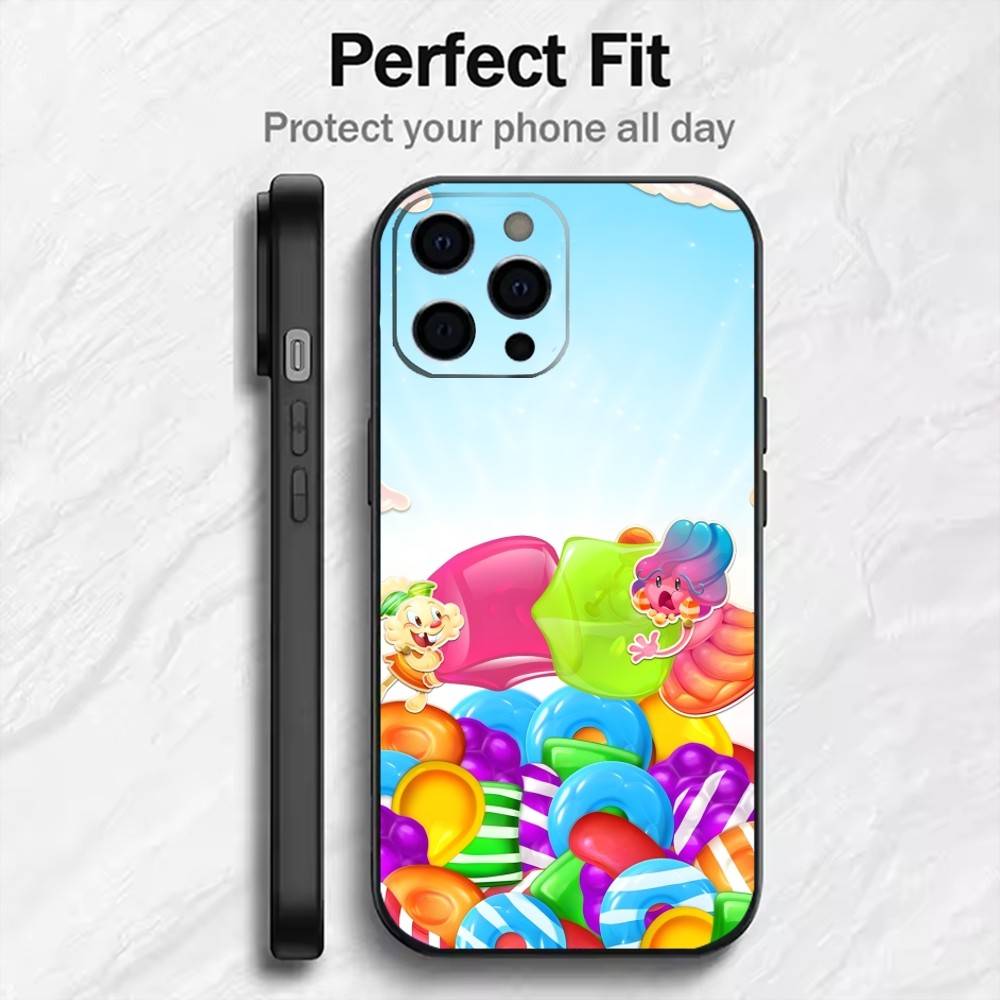 CCS Game C-Candy C-Crush Parinting Phone Case For iPhone17,16,15,14,13,12 Plus,Max Soft Silicone Black Cover