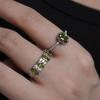 Copper Geometric Style Open Finger Ring With Zircon Accents For Women