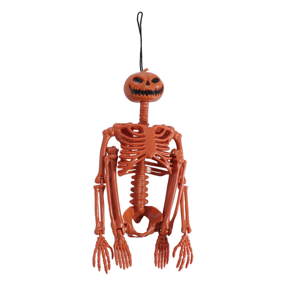 Lifelike Human Skeleton Funny Halloween Movable Skeleton Halloween Pumpkin Skeleton  Party Supplies