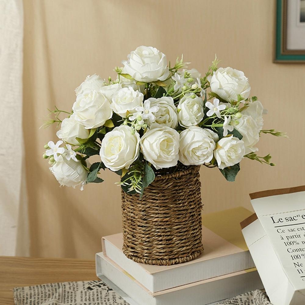 Artificial Flower Home Room Decoration Accessories Wedding Scrapbook Peony Candy Gift Box Arrangement Festival Silk Rose Bouquet