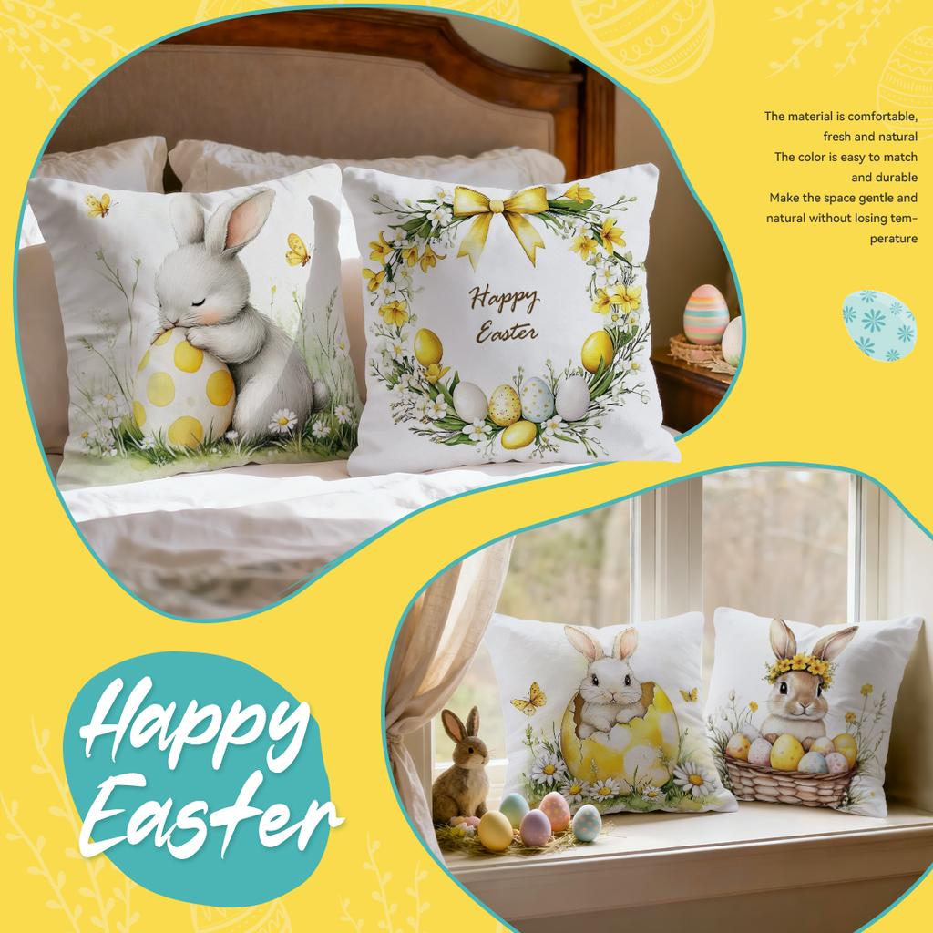 Osterhase Ostereier Kissen Kissenbezug Polyester Kissenbezug Dekokissen Kissenbezug Haus Auto Sofa Dekor