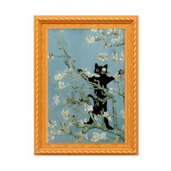 Wooden Frame Cat Refrigerator Magnet Vintage 3D Frame Cat Fridge Magnet Home Kitchen Office Decoration Cat Lover Gift