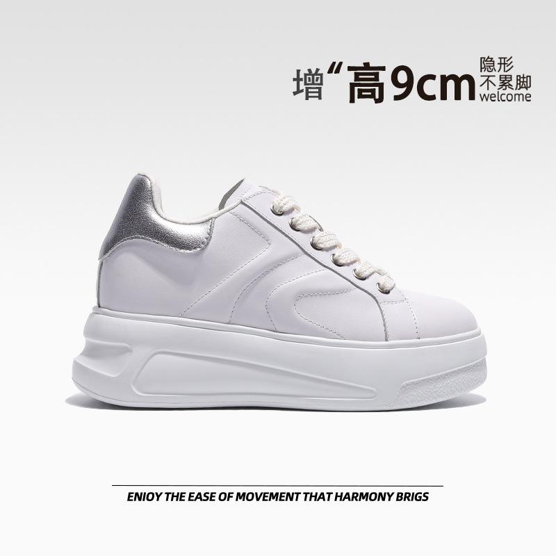 

Small thick-soled inner height-increasing board shoes Women s spring breathable and lightweight casual sports shoes Comfortable outdoor white shoes 39