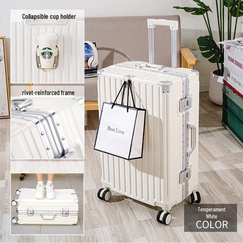 Li Shen PC Aluminum Frame Travel Luggage with Cup Holder