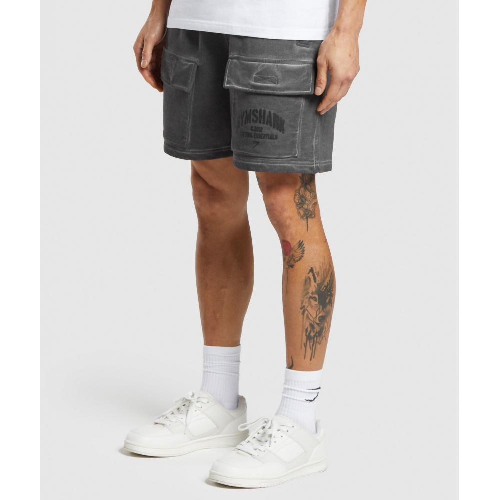 Gymshark Heavyweight Washed Cargo Shorts Black A5a6e Bcdx.