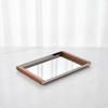 Stainless Steel Tray with Wood Handles Rectangular Serving for Hosts, Coffee