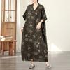 DIMANAF New 2026 Women Plus Size Spring Summer Beach Vintage Long Dress Floral Print Loose Oversize Maxi