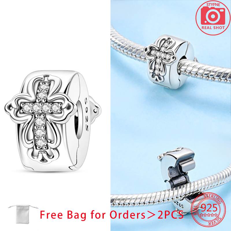 Clip Spacer Charm For Bracelet Clip Lock Stopper Bead Copper Spacer European Openable Sun Moon Star Beads Gift