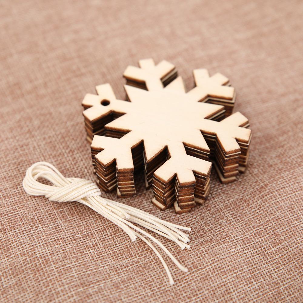 Wooden Christmas Tree Hanging Ornaments - Set of 10 Pieces