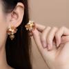Retro Maillard Acrylic Flowers Stud Earrings for Women Girls Elegant Coffee Color Flower Dangle Earrings Trendy Jewelry Gifts