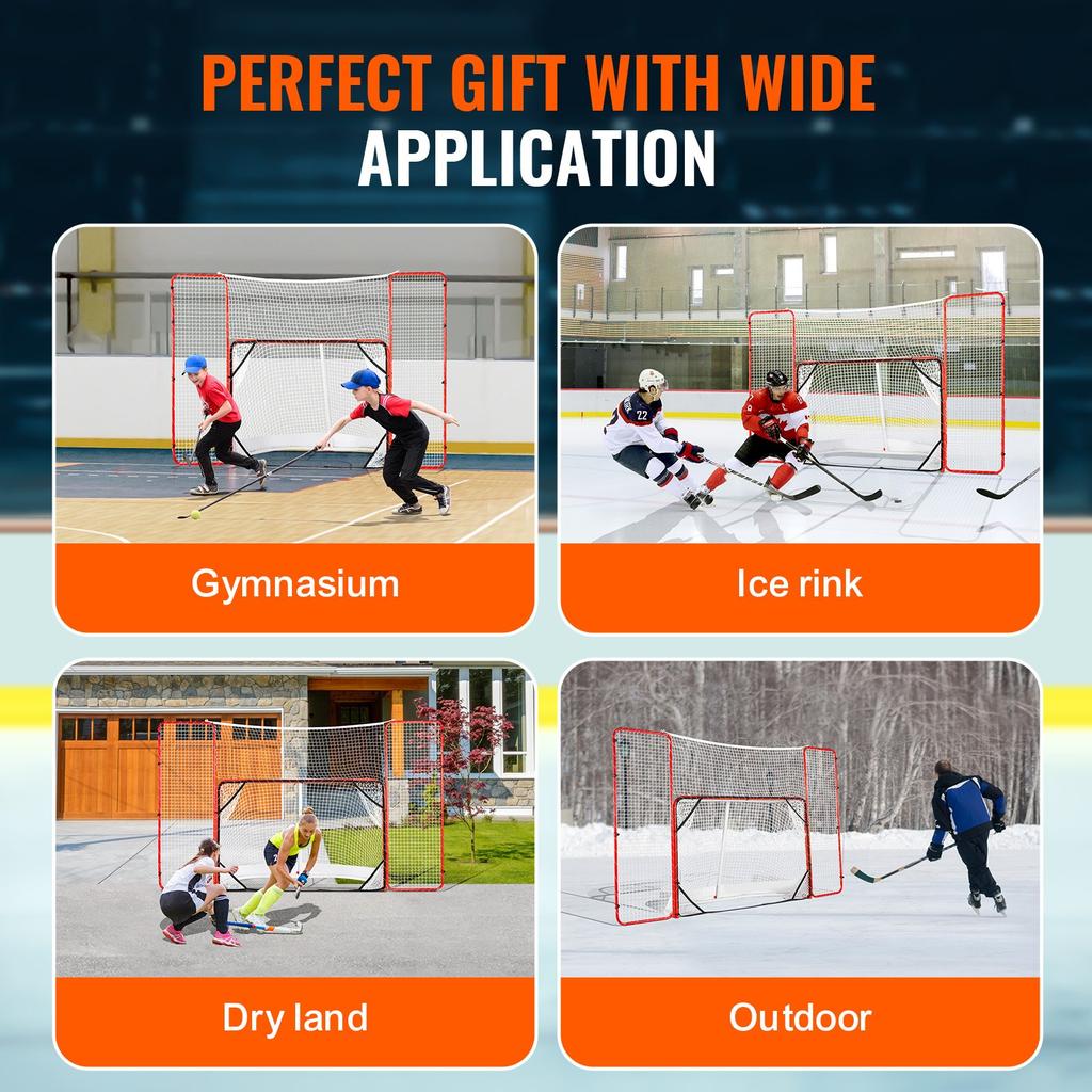 VEVOR Hockey Goal with Backstop and Targets Street Outdoor Steel Hockey Net 182.9 Cm