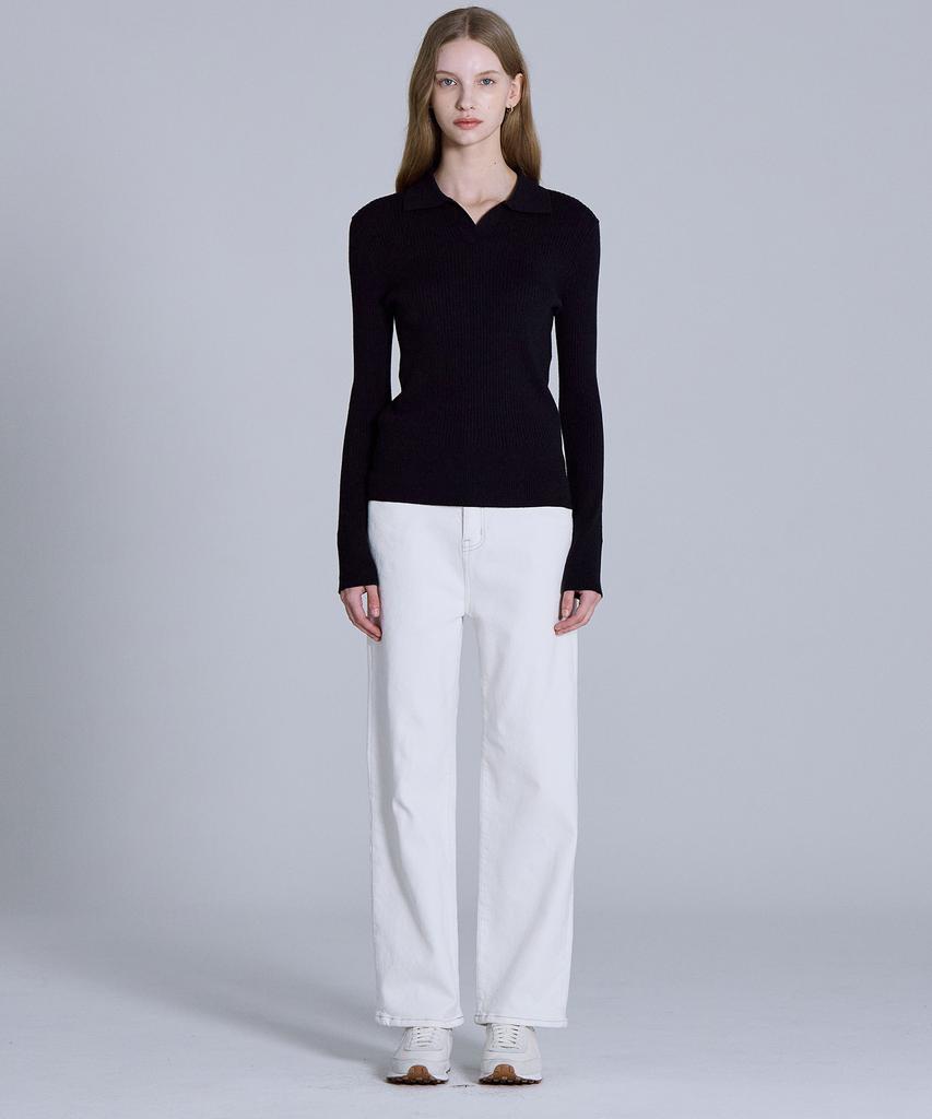 BASIC HOUSE Women'S Collared Long-Sleeve Sweater Navy Lykt7203