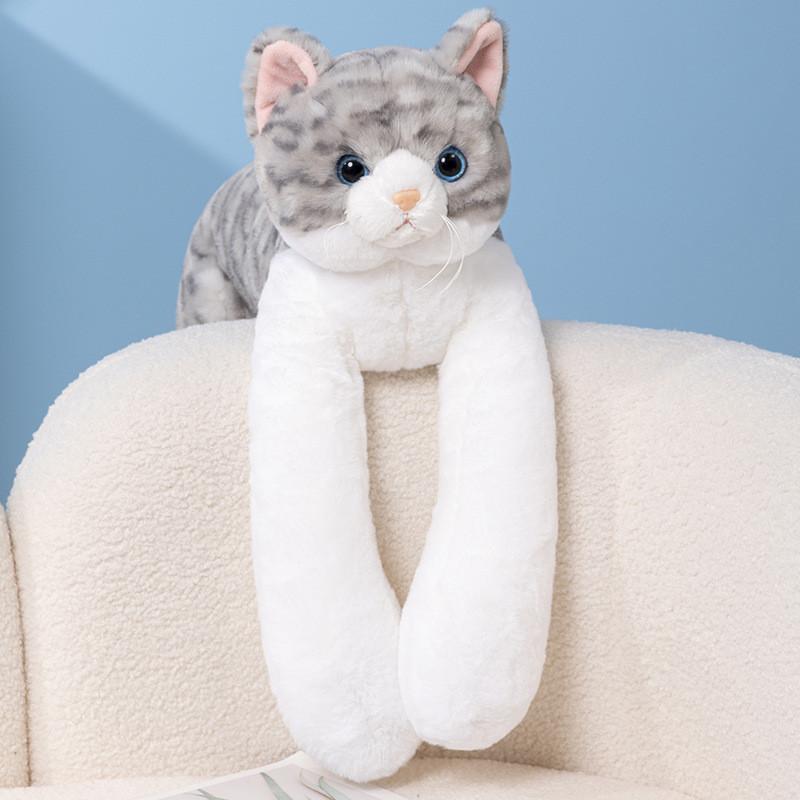 

Lifelike And Touchably Soft Plush Cat Figure In Various Colors Ideal For All Ages Gray Pattern