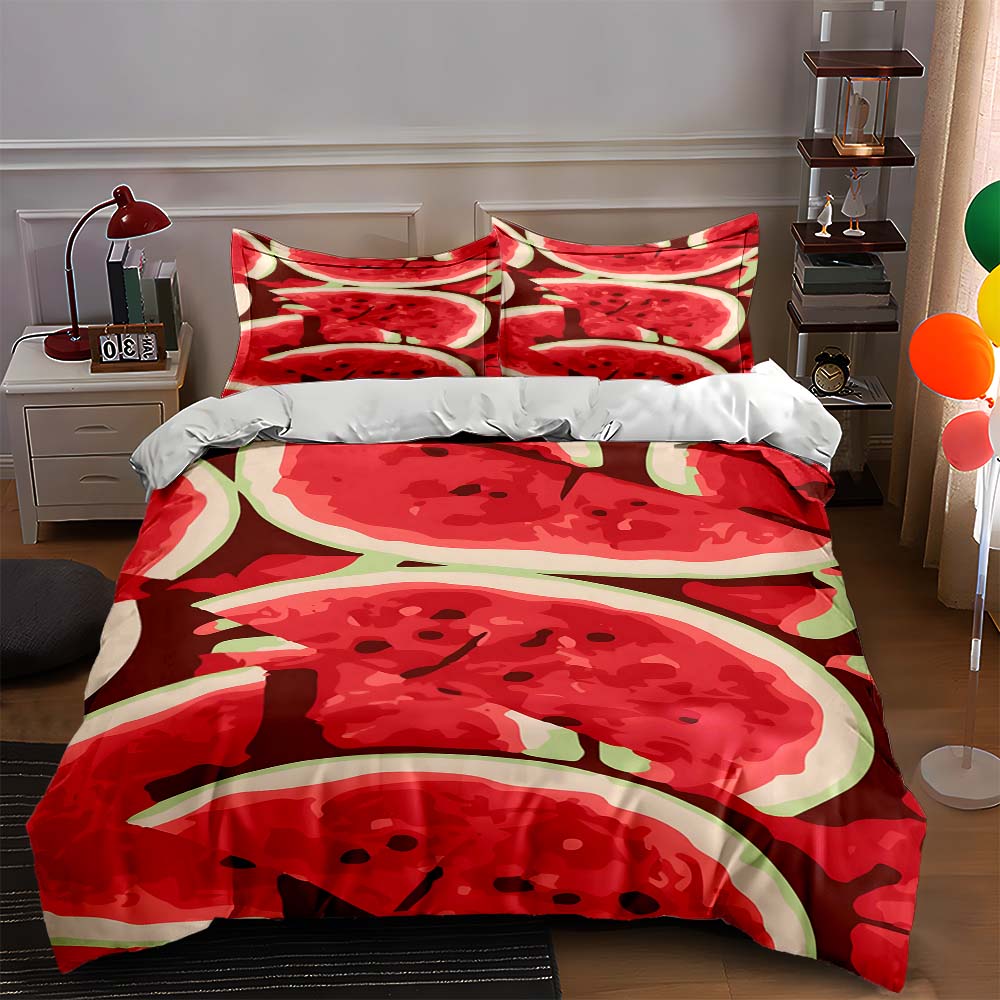 

Bright, watermelon, vibrant Bedding Duvet cover sets Duvet covers Pillowcases gifts (1 * Duvet Cover 2 * Pillowcases, without duvet insert) 135x200cm