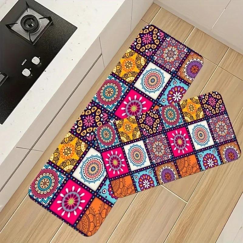 1 STK Blumen Willkommen Muster Fußmatten Küchenteppiche Rutschfest Pop Design Badezimmerteppiche Badematte Teppich für Zuhause Spüle Wäsche Dekor