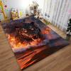 Fierce Tiger Design Carpet with Fire and Water Elements, Dark Style Suitable for Use As an Anti-slip for Living Room Bedroom Sofas